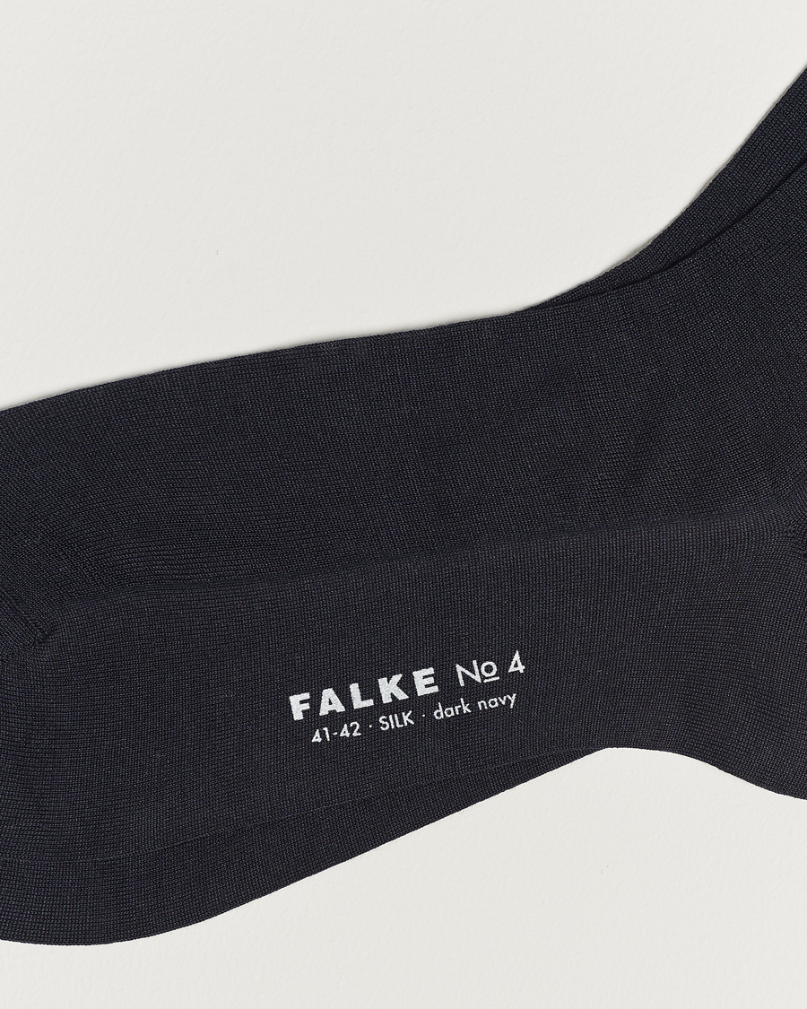 Herr | Basics | Falke | No. 4 Pure Silk Socks Dark Navy