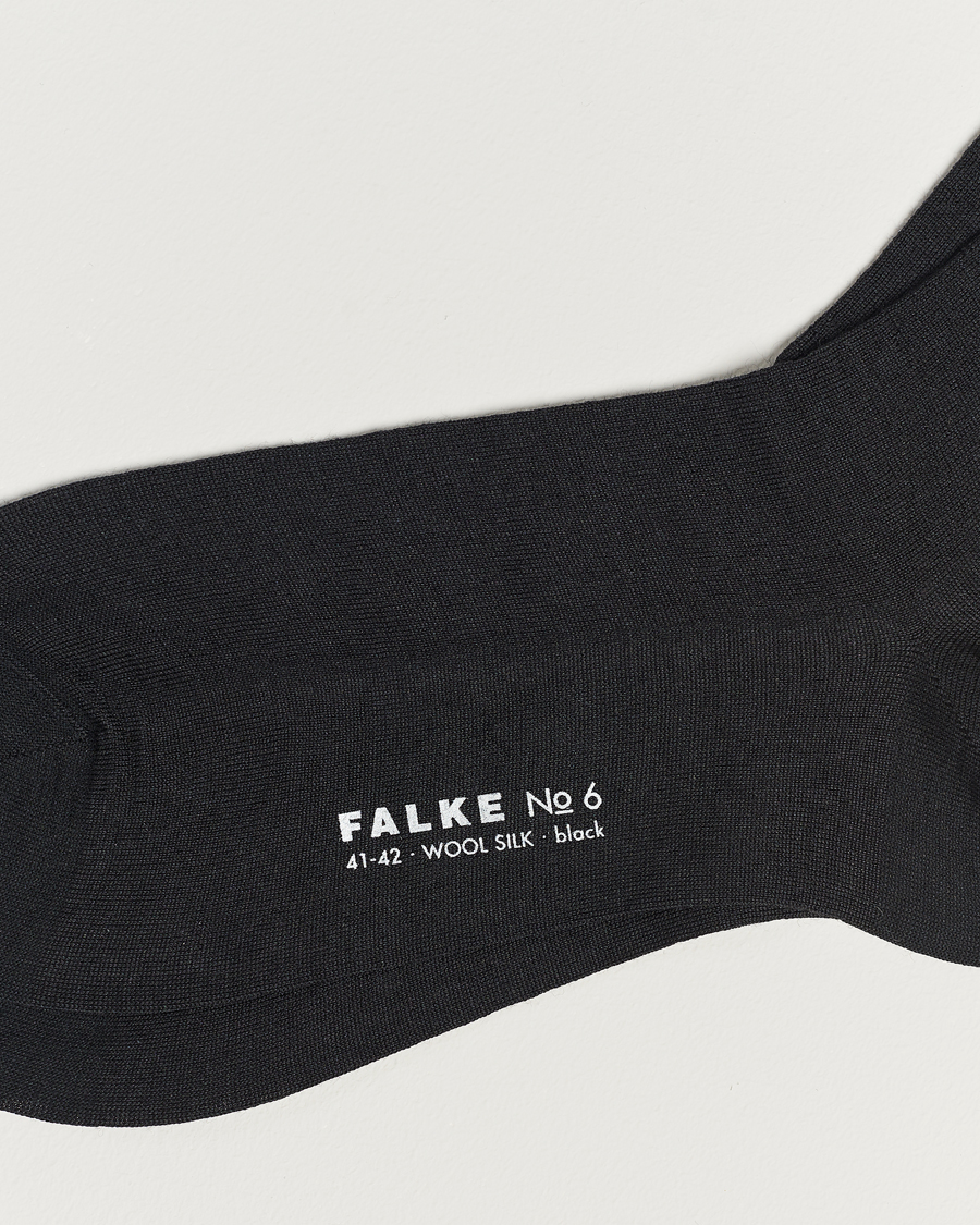 Herr | Strumpor Merinoull | Falke | No. 6 Finest Merino & Silk Socks Black