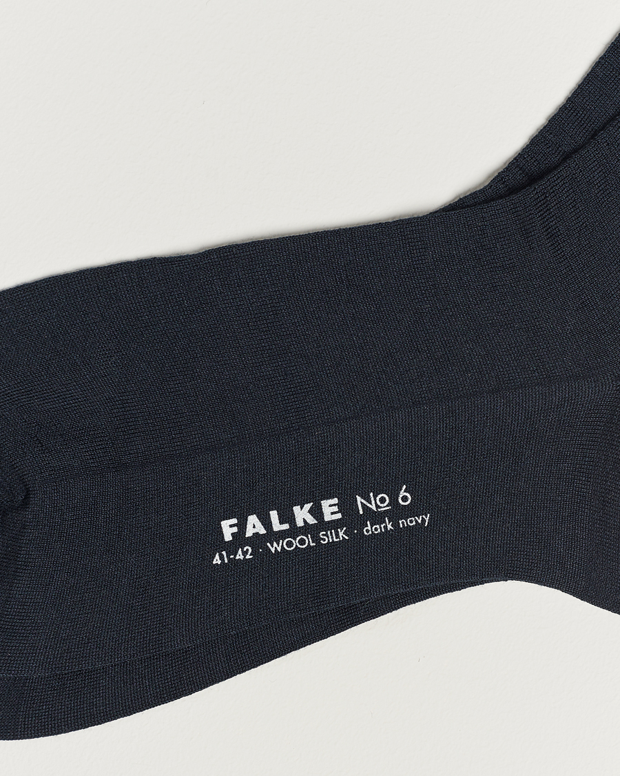 Herr | Strumpor Merinoull | Falke | No. 6 Finest Merino & Silk Socks Dark Navy