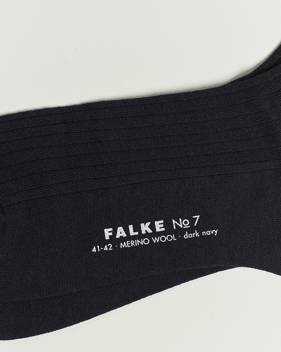 Herr |  | Falke | No. 7 Finest Merino Ribbed Socks Dark Navy