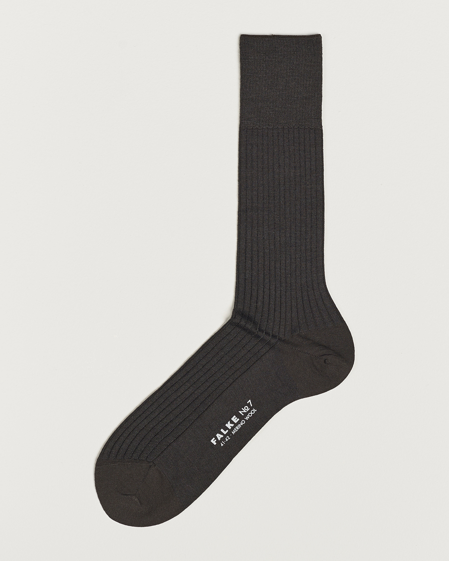 Herr | Underkläder | Falke | No. 7 Finest Merino Ribbed Socks Brown