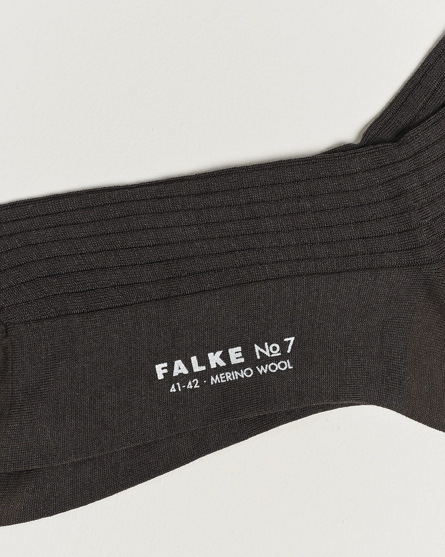 Herr | Underkläder | Falke | No. 7 Finest Merino Ribbed Socks Brown