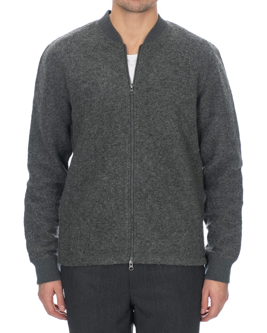 Herr | Tröjor | Samsøe Samsøe | Samsøe & Samsøe Allaro Full Zip Wool Cardigan Dark Grey Melange