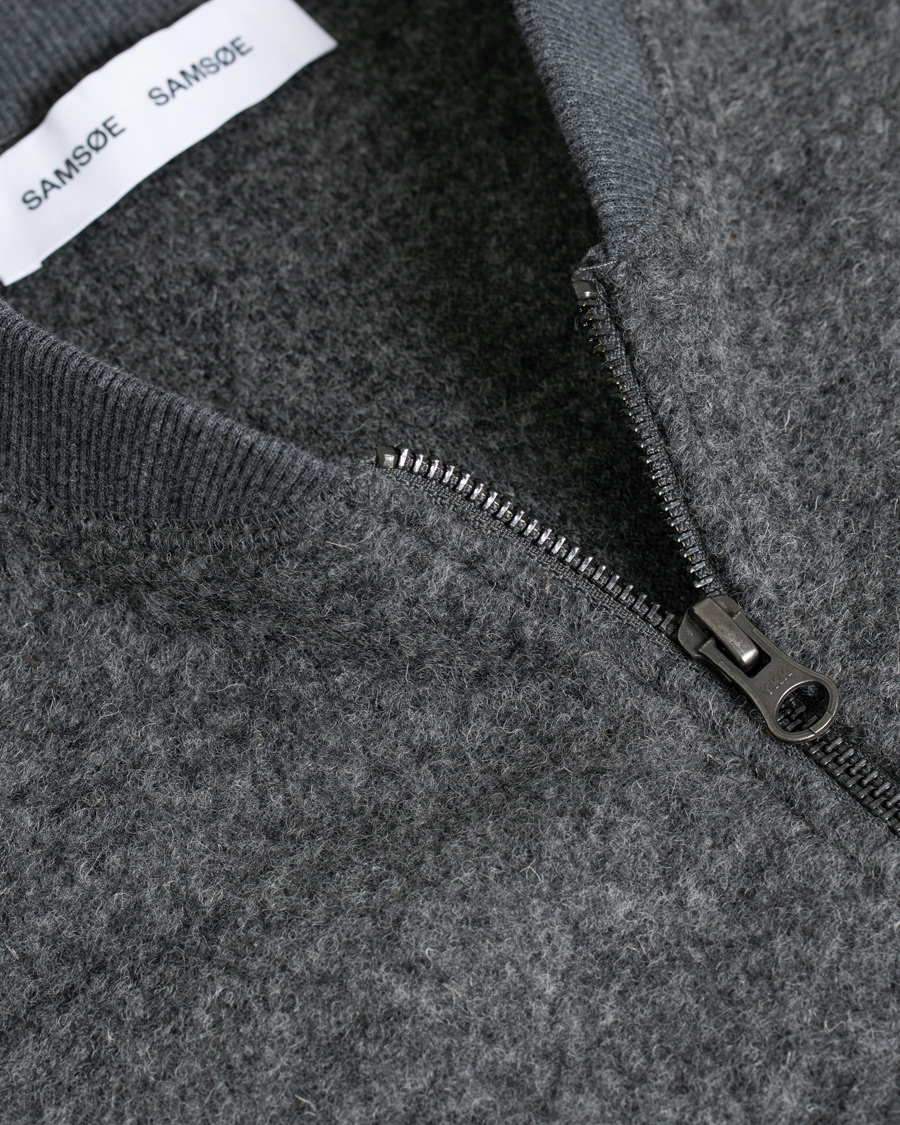 Herr | Tröjor | Samsøe Samsøe | Samsøe & Samsøe Allaro Full Zip Wool Cardigan Dark Grey Melange