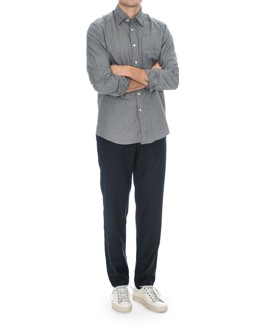 Herr | Skjortor | Eton | Slim Fit Flannel Button Under Shirt Light Grey