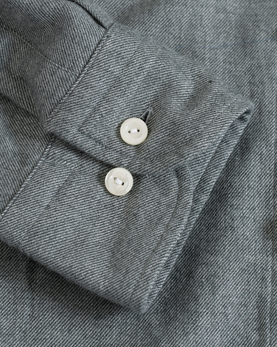 Herr | Skjortor | Eton | Slim Fit Flannel Button Under Shirt Light Grey