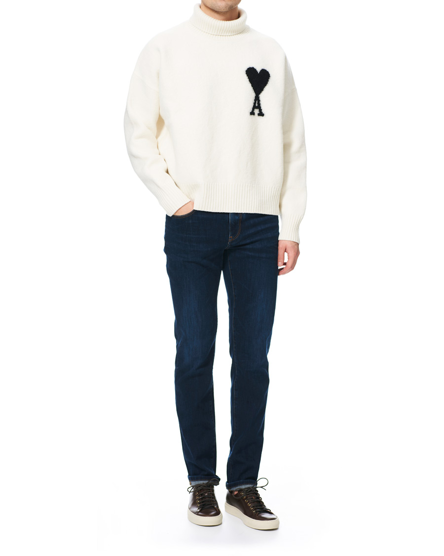 Herr | Tröjor | AMI | Oversize Logo Wool Turtleneck Off White