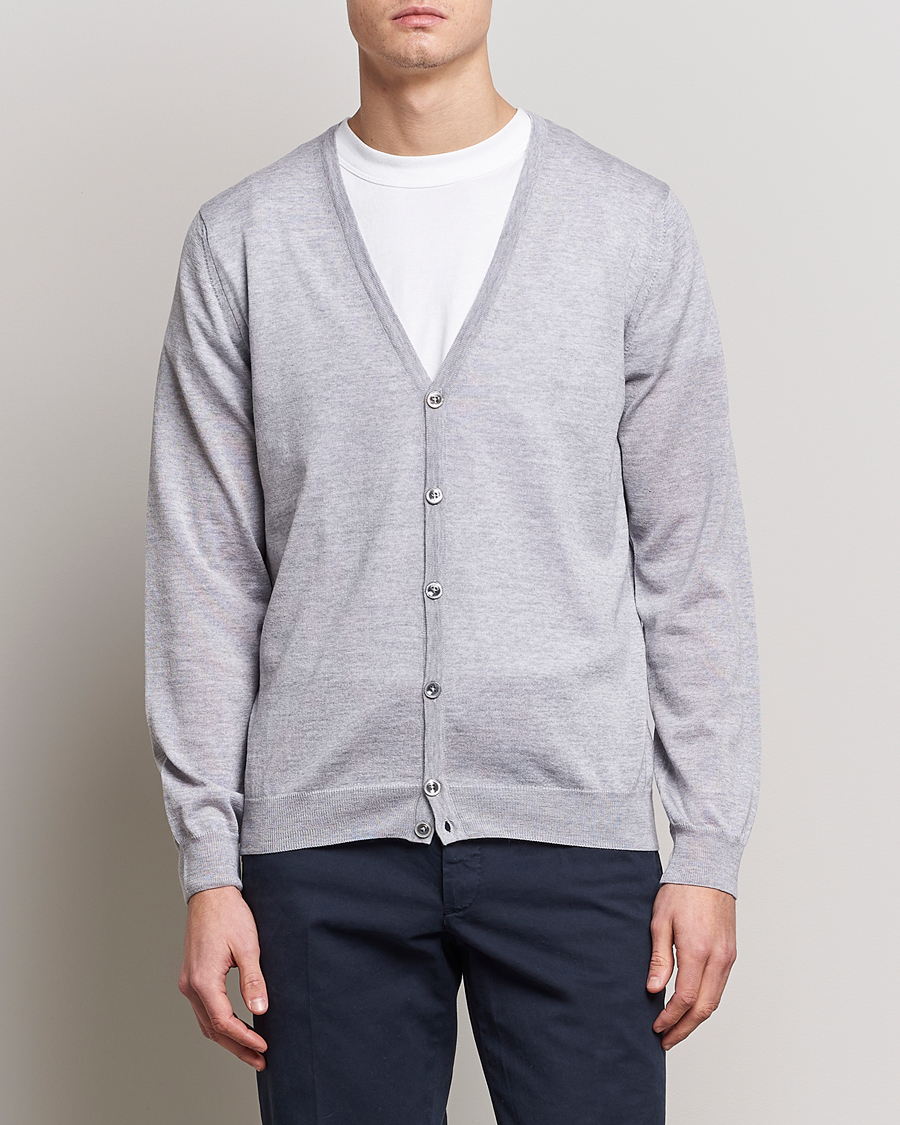 Herr | Rea kläder | Stenströms | Merino Zegna Knitted Cardigan Light Grey