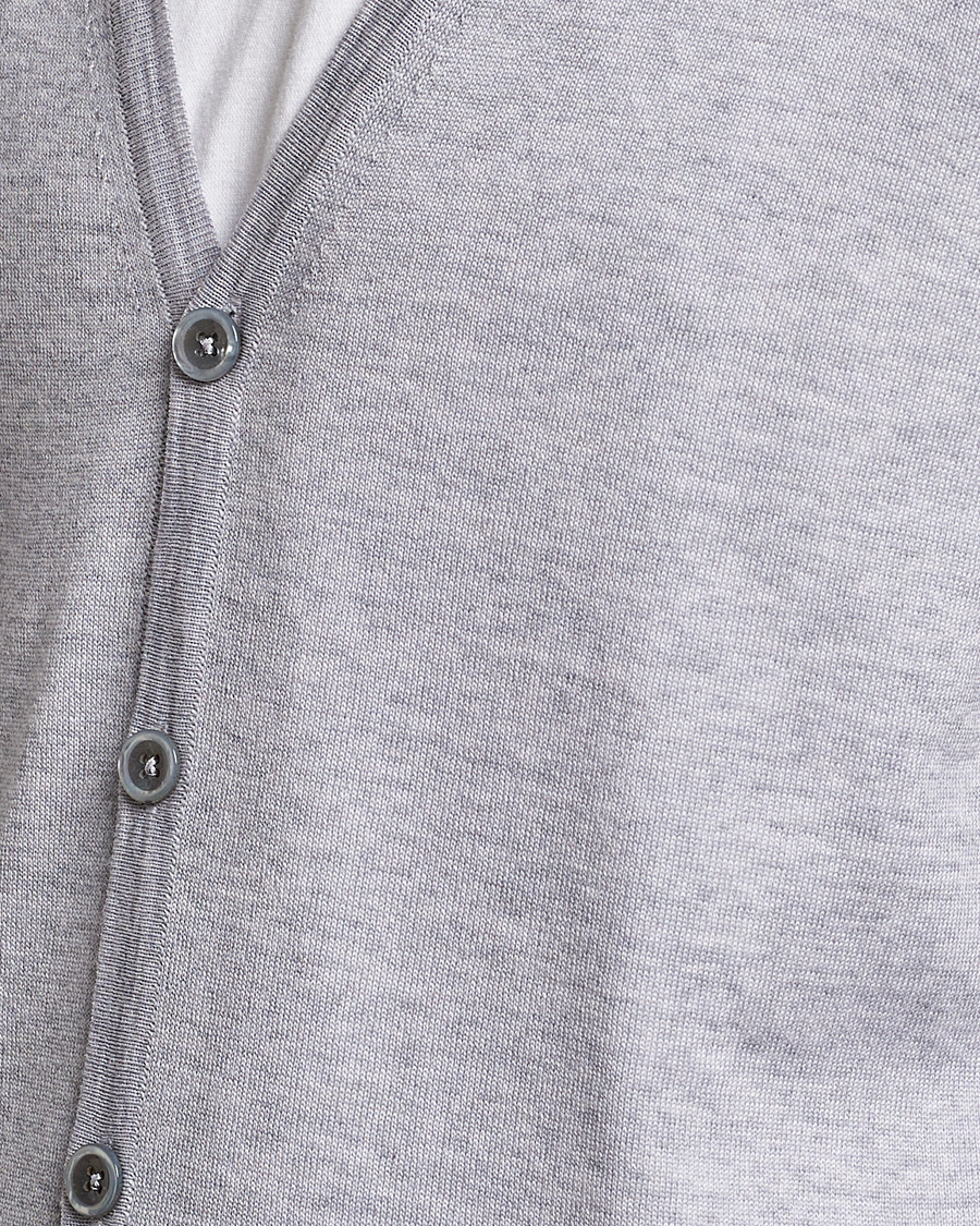 Herr | Tröjor | Stenströms | Merino Zegna Knitted Cardigan Light Grey