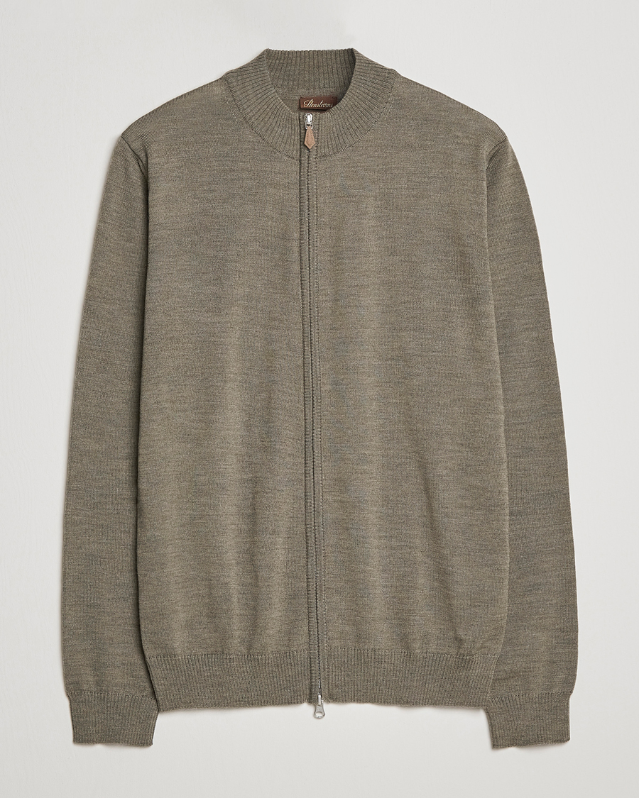 Herr | Tröjor | Stenströms | Merino Full Zip Olive