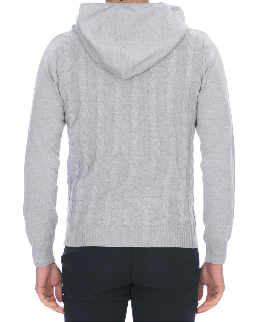 Herr | Tröjor | Stenströms | Merino Wool Cable Hoodie Grey