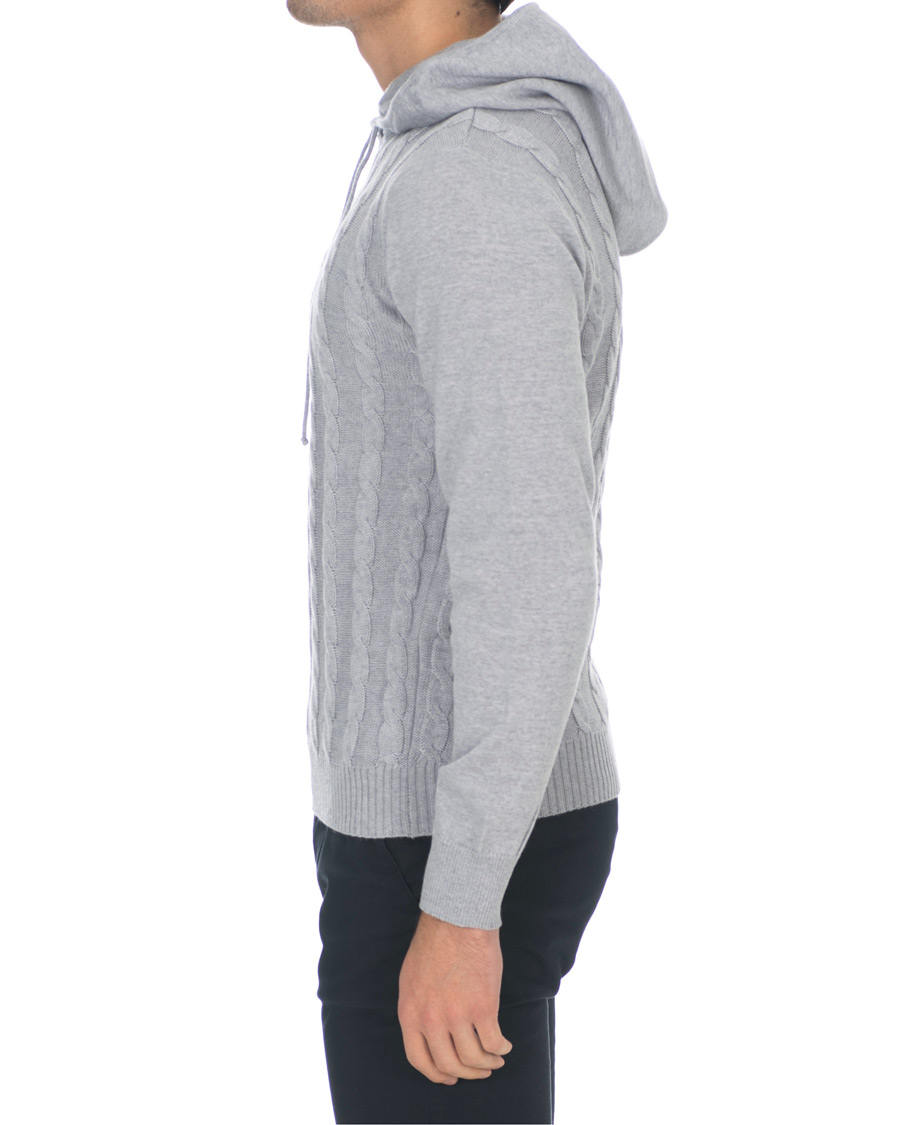 Herr | Tröjor | Stenströms | Merino Wool Cable Hoodie Grey