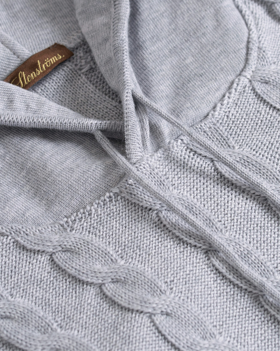 Herr | Tröjor | Stenströms | Merino Wool Cable Hoodie Grey