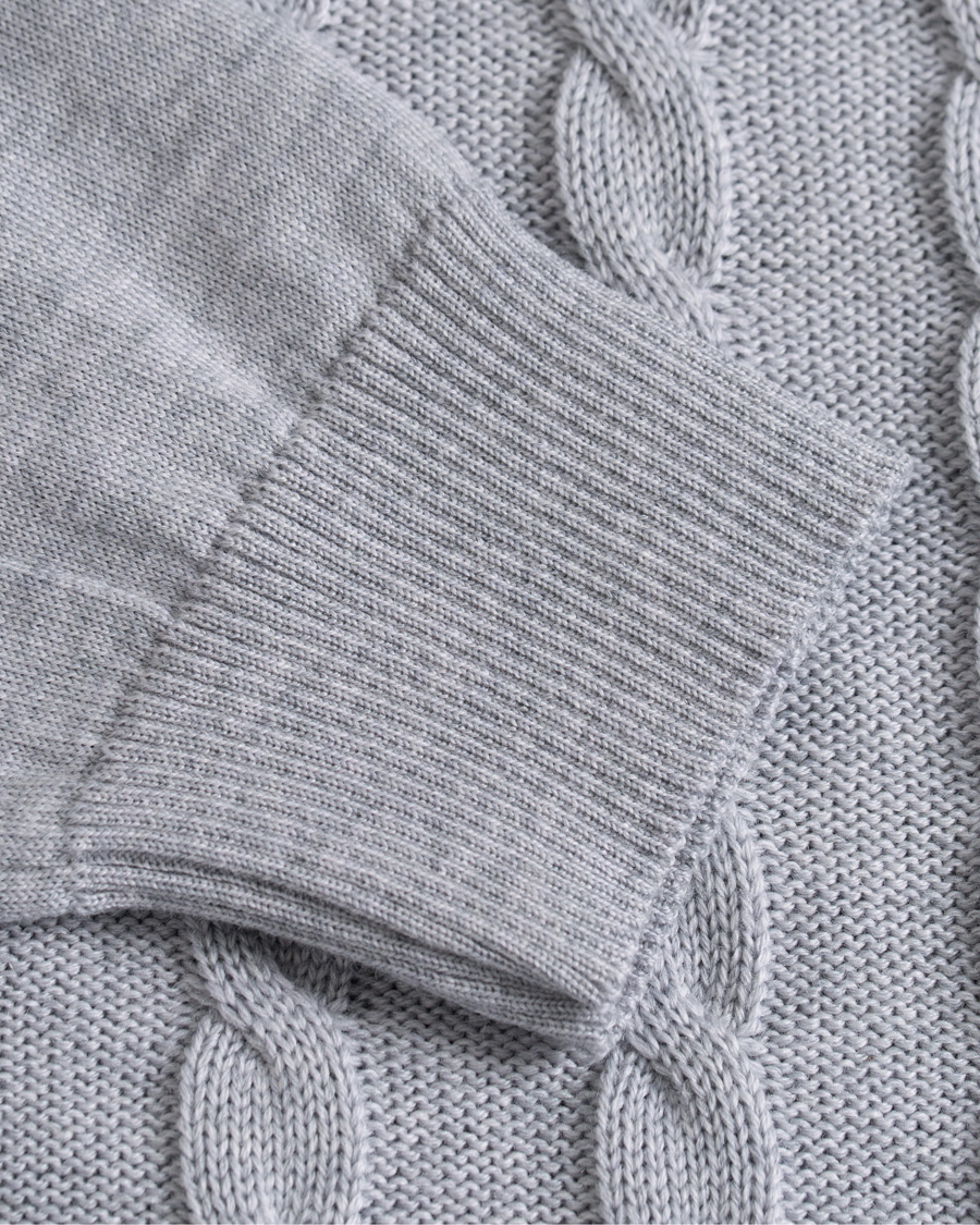 Herr | Tröjor | Stenströms | Merino Wool Cable Hoodie Grey