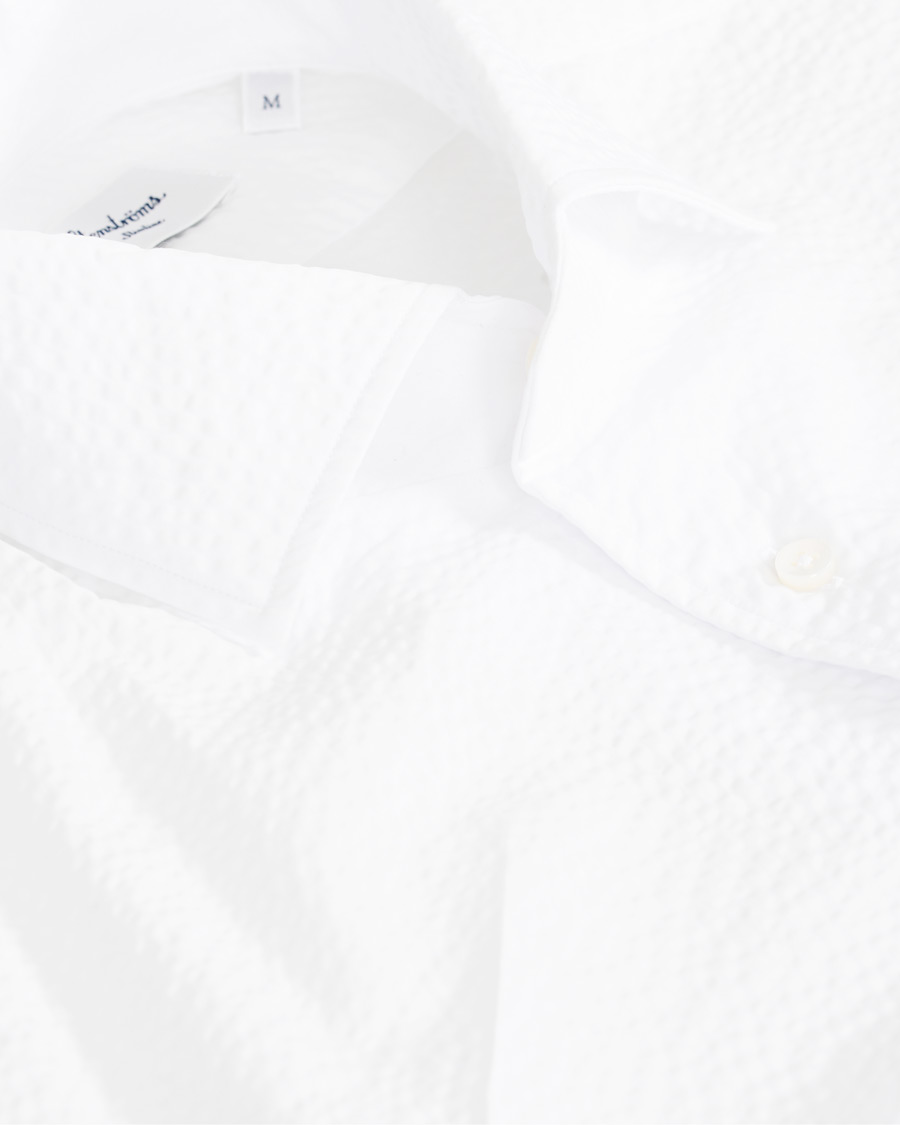 Herr | Skjortor | Stenströms | Slimline Seersucker One Piece Collar Shirt White