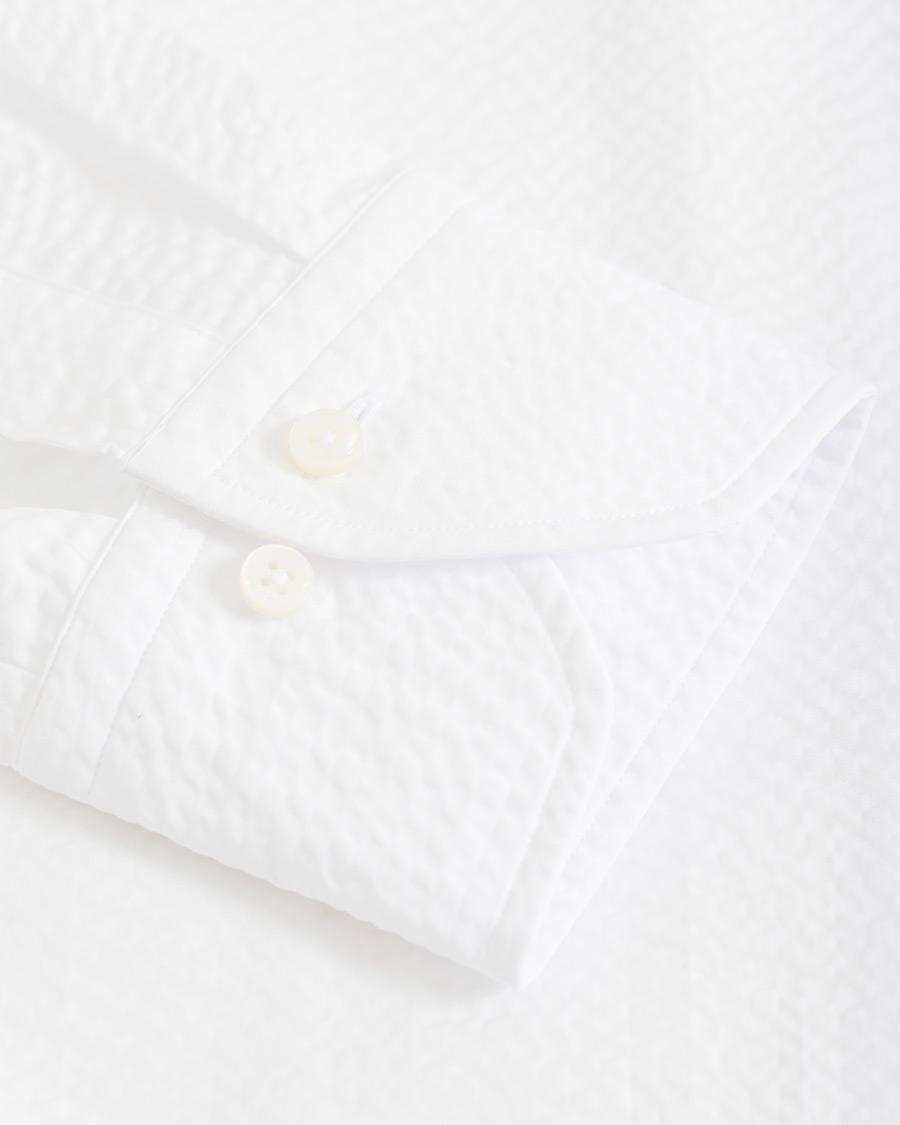 Herr | Skjortor | Stenströms | Slimline Seersucker One Piece Collar Shirt White