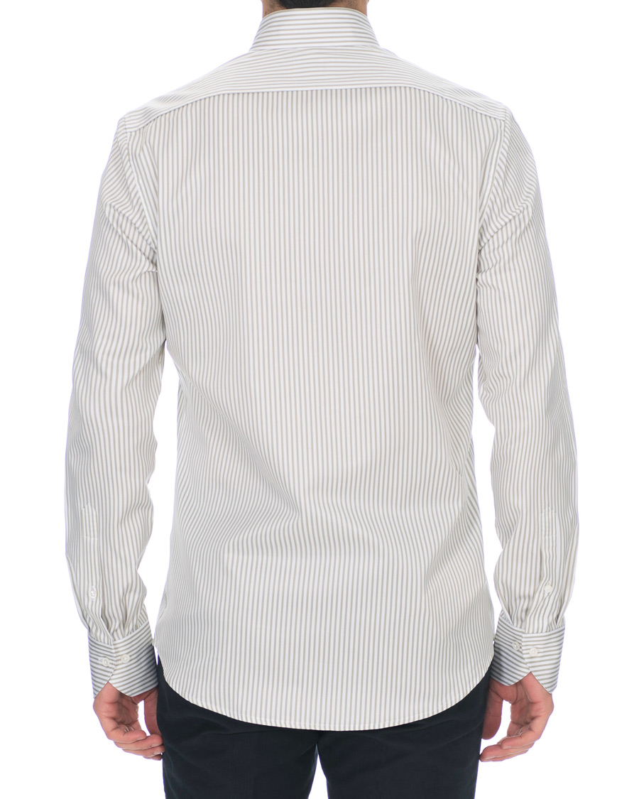 Herr | Skjortor | Stenströms | Slimline Striped Twill Button Down Shirt Green