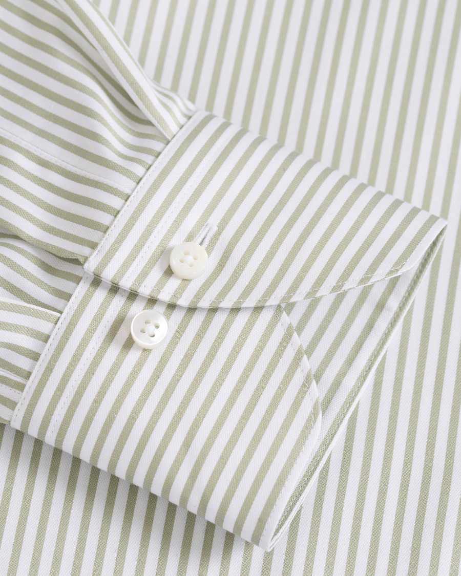 Herr | Skjortor | Stenströms | Slimline Striped Twill Button Down Shirt Green