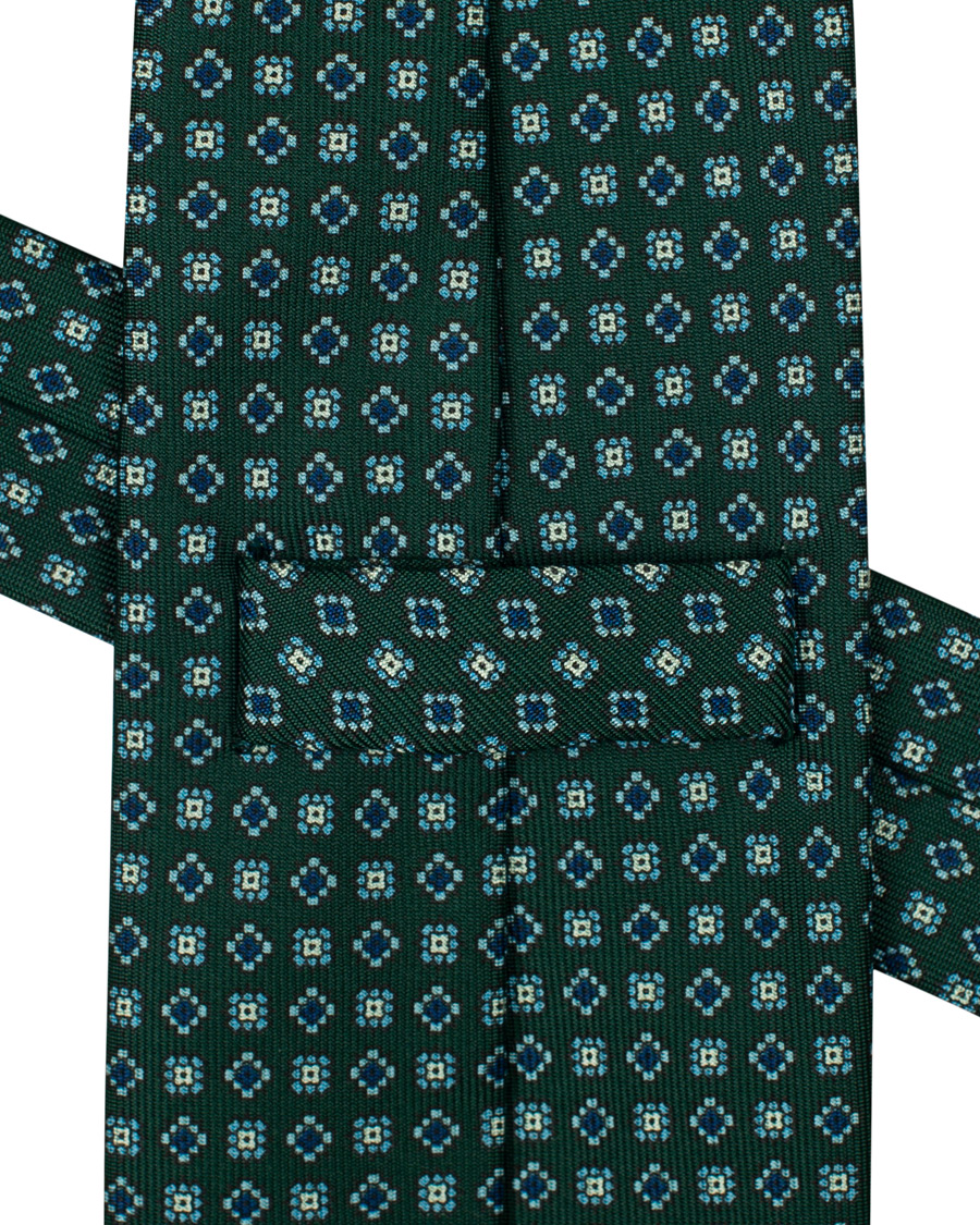 Herr | E. Marinella 3-Fold Printed Micro Pattern 8 cm Silk Tie Dark Green | E. Marinella | 3-Fold Printed Micro Pattern 8 cm Silk Tie Dark Green