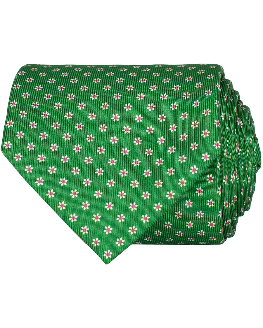 Herr | E. Marinella 3-Fold Printed Dots 8 cm Silk Tie Grass Green | E. Marinella | 3-Fold Printed Dots 8 cm Silk Tie Grass Green