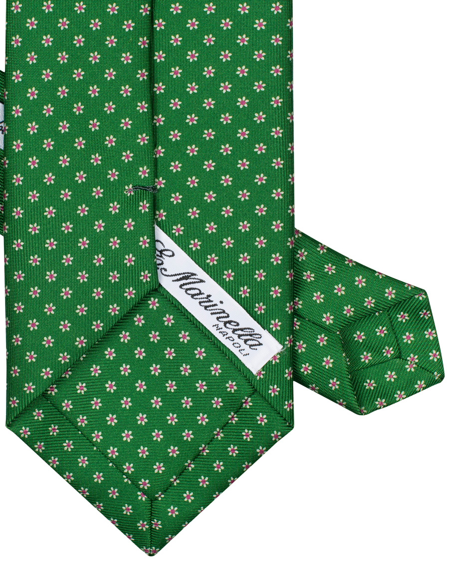 Herr | E. Marinella 3-Fold Printed Dots 8 cm Silk Tie Grass Green | E. Marinella | 3-Fold Printed Dots 8 cm Silk Tie Grass Green