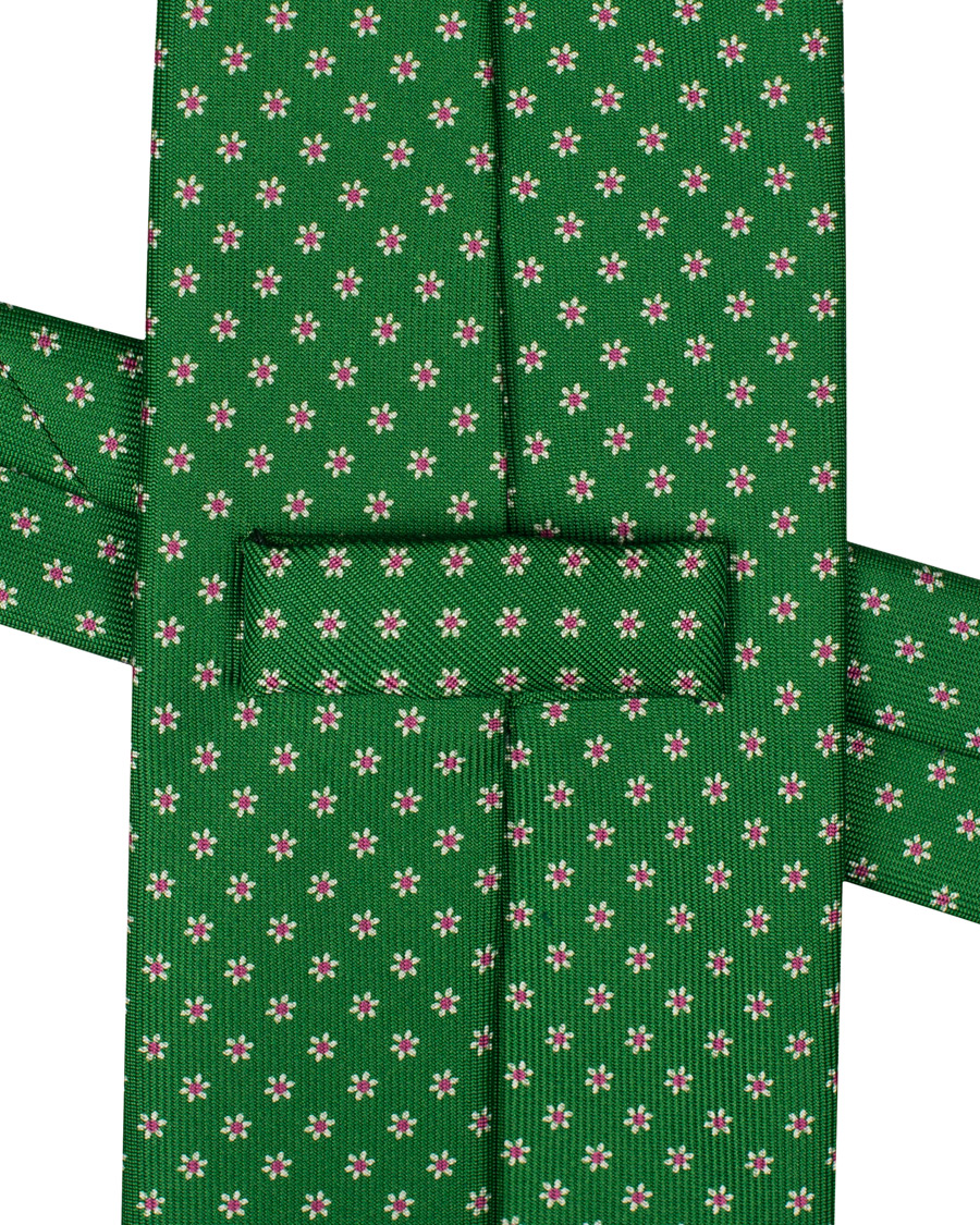 Herr | E. Marinella 3-Fold Printed Dots 8 cm Silk Tie Grass Green | E. Marinella | 3-Fold Printed Dots 8 cm Silk Tie Grass Green