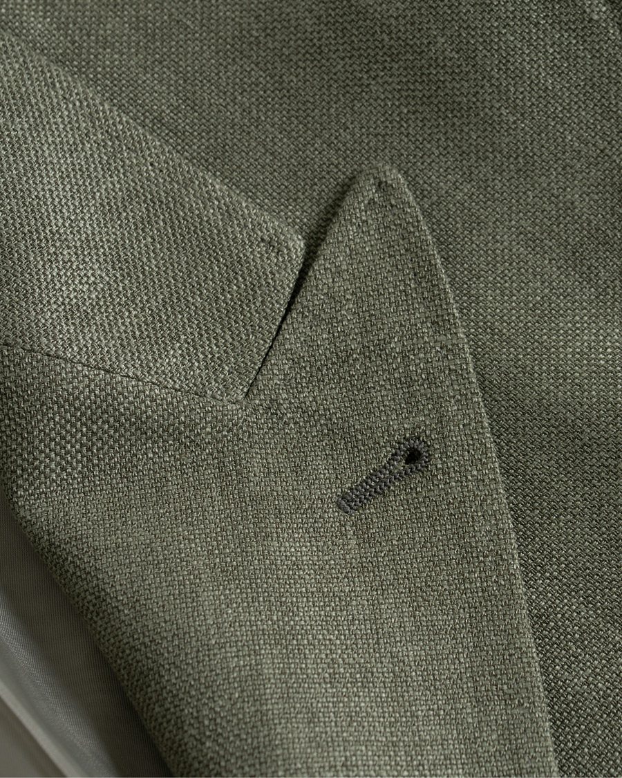 Herr | Kavajer | Brunello Cucinelli | Linen Hopsack Peak Lapel Blazer Olive Green