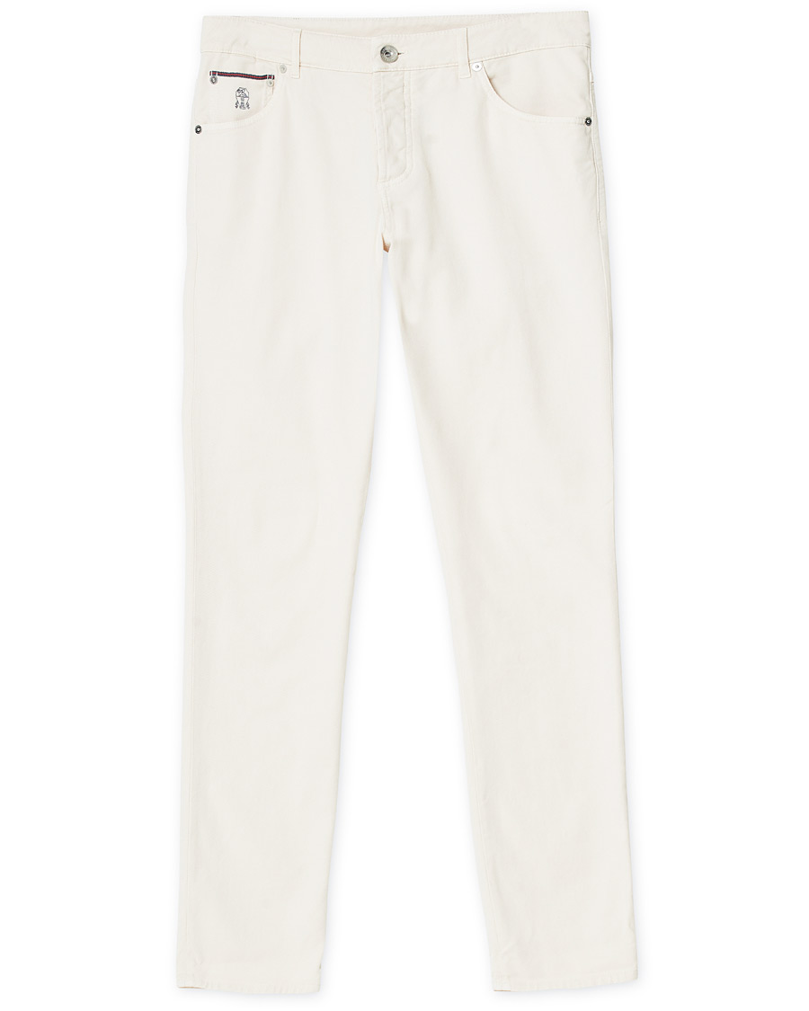 Herr | Byxor | Brunello Cucinelli | Slim Fit 5-Pocket Cotton Twill Pants Off White
