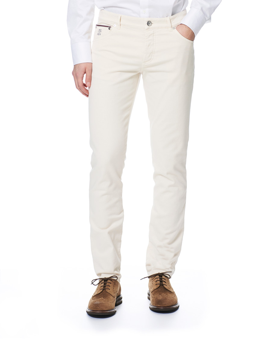 Herr | Byxor | Brunello Cucinelli | Slim Fit 5-Pocket Cotton Twill Pants Off White