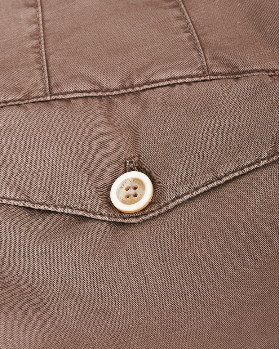 Herr | Byxor | Brunello Cucinelli | Slim Fit Cotton/linen Pleated Trousers Brown