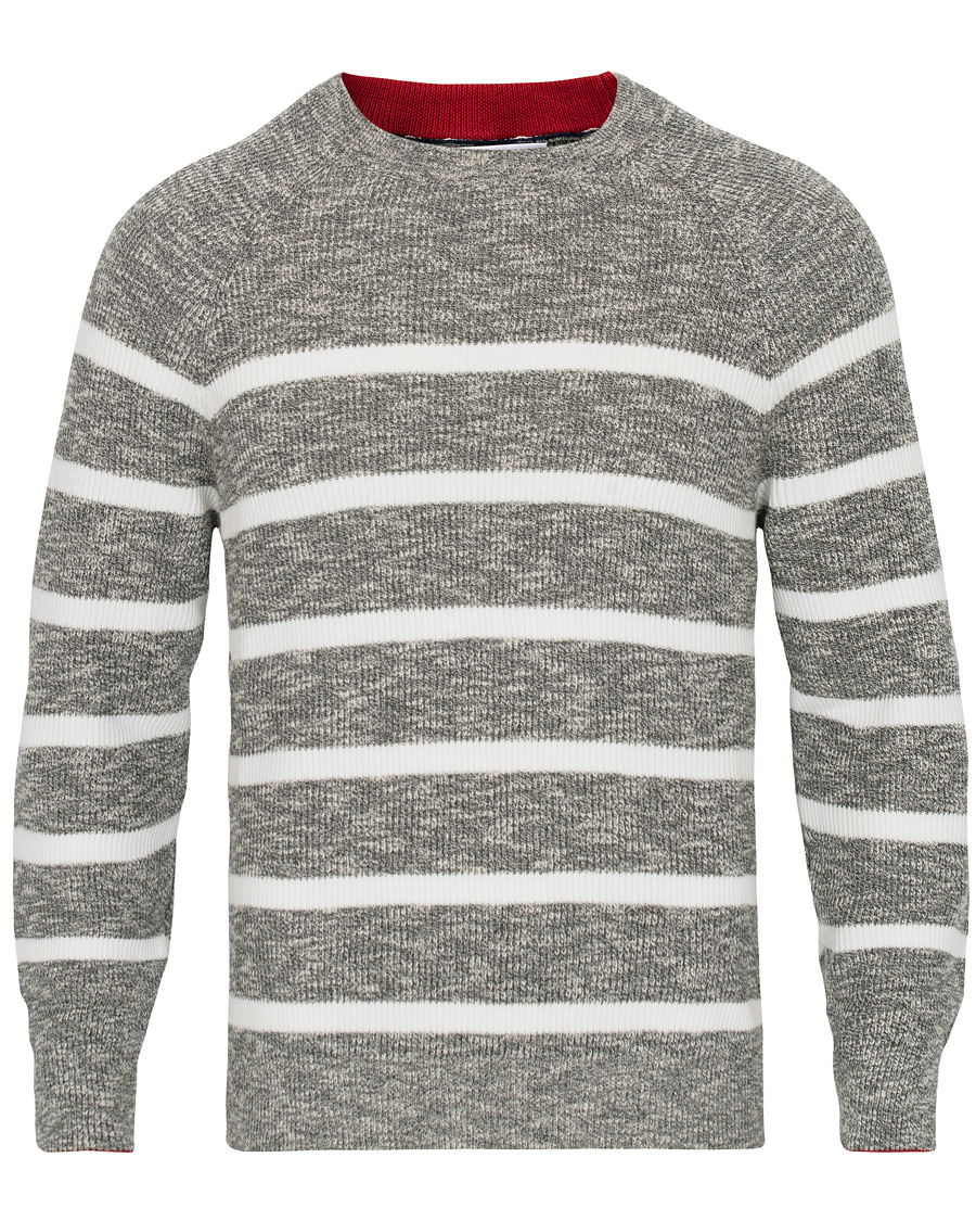 Herr | Tröjor | Brunello Cucinelli | Melange Striped Cotton Sweater Grey/White