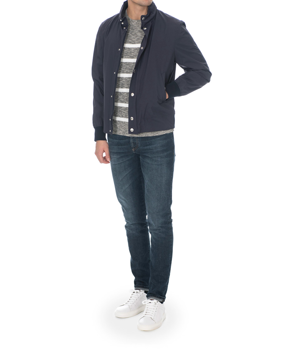Herr | Tröjor | Brunello Cucinelli | Melange Striped Cotton Sweater Grey/White