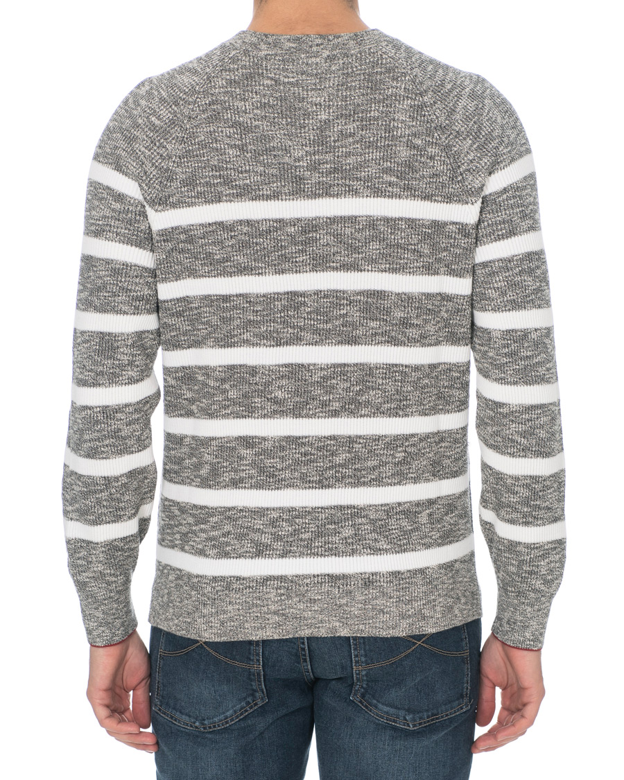 Herr | Tröjor | Brunello Cucinelli | Melange Striped Cotton Sweater Grey/White