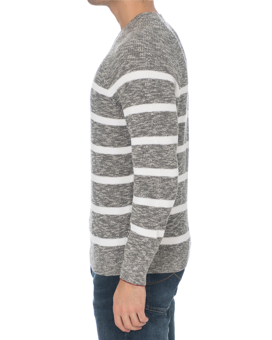 Herr | Tröjor | Brunello Cucinelli | Melange Striped Cotton Sweater Grey/White