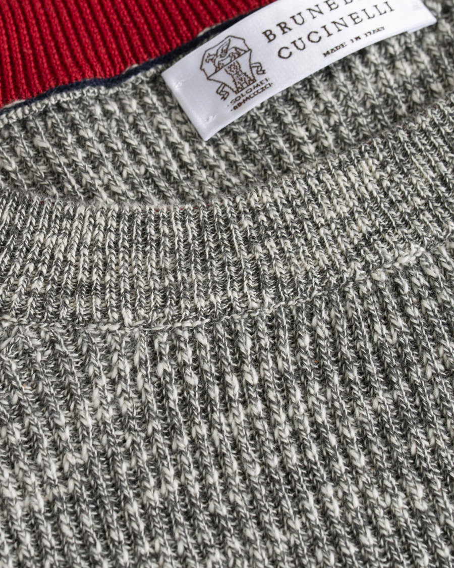 Herr | Tröjor | Brunello Cucinelli | Melange Striped Cotton Sweater Grey/White