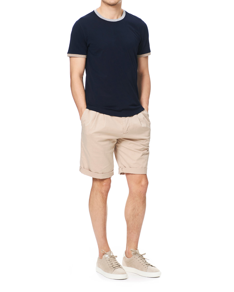 Herr | T-Shirts | Brunello Cucinelli | Contrast Collar Short Sleeve T-Shirt Navy/Grey