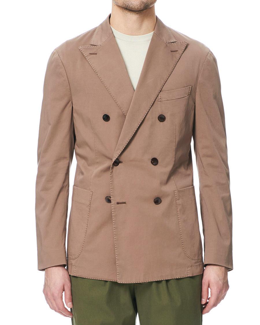 Herr | Kavajer | Boglioli | K Jacket Double Breasted Cotton Blazer Tobacco
