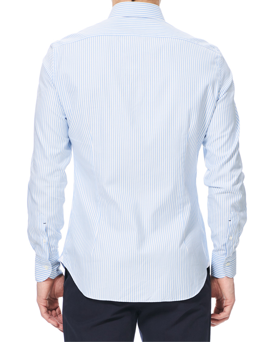 Herr | Skjortor | Mazzarelli | Soft Oxford Button Down Striped Shirt Light Blue