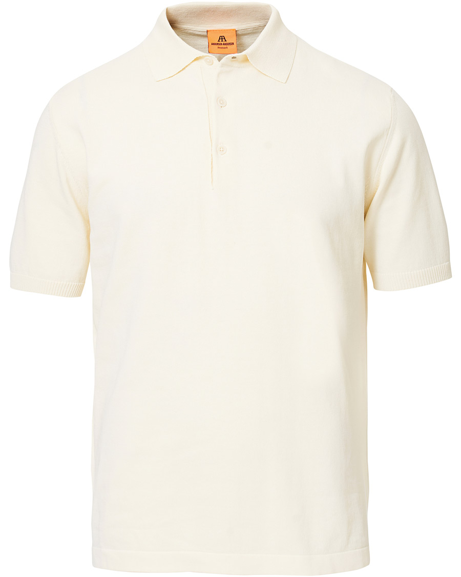 Herr | Pikéer | Andersen-Andersen | Organic Cotton Short Sleeve Polo Off White