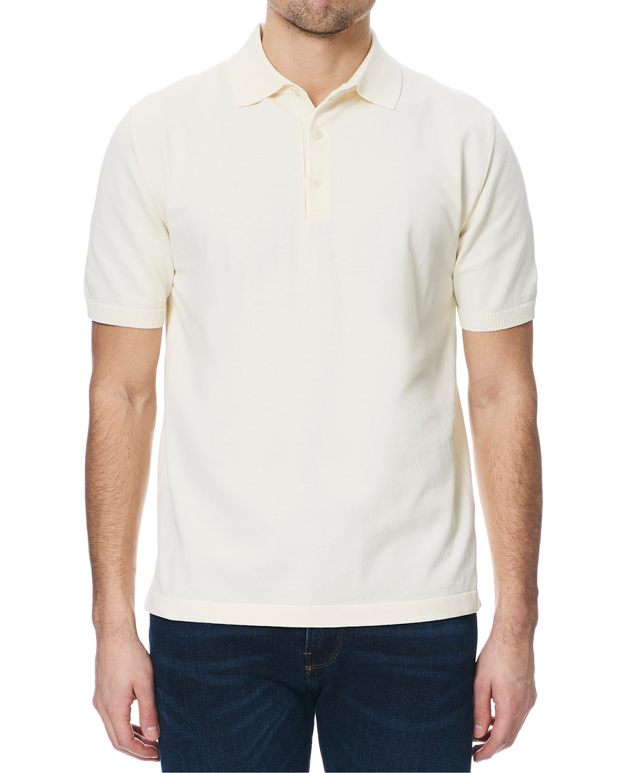Herr | Pikéer | Andersen-Andersen | Organic Cotton Short Sleeve Polo Off White