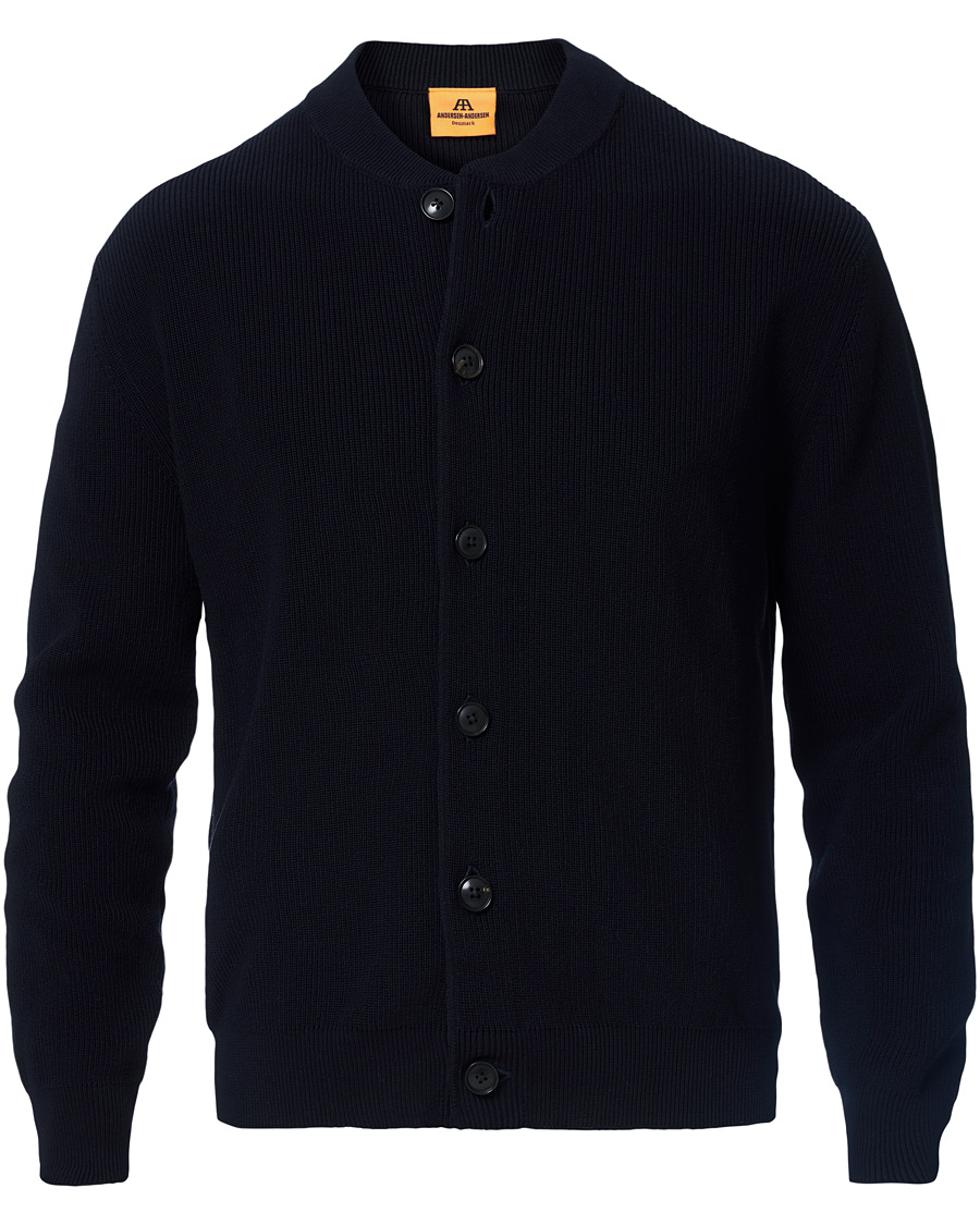 Herr | Tröjor | Andersen-Andersen | Organic Cotton Skipper Jacket Navy Blue