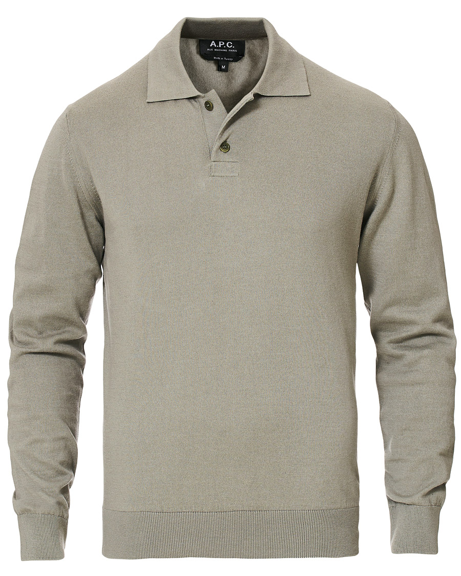 Herr | Tröjor | A.P.C. | Aymar Cotton Cashmere Knitted Polo Kaki Clair