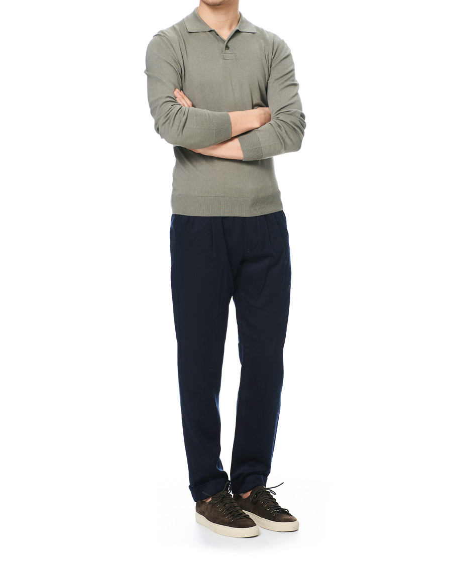 Herr | Tröjor | A.P.C. | Aymar Cotton Cashmere Knitted Polo Kaki Clair