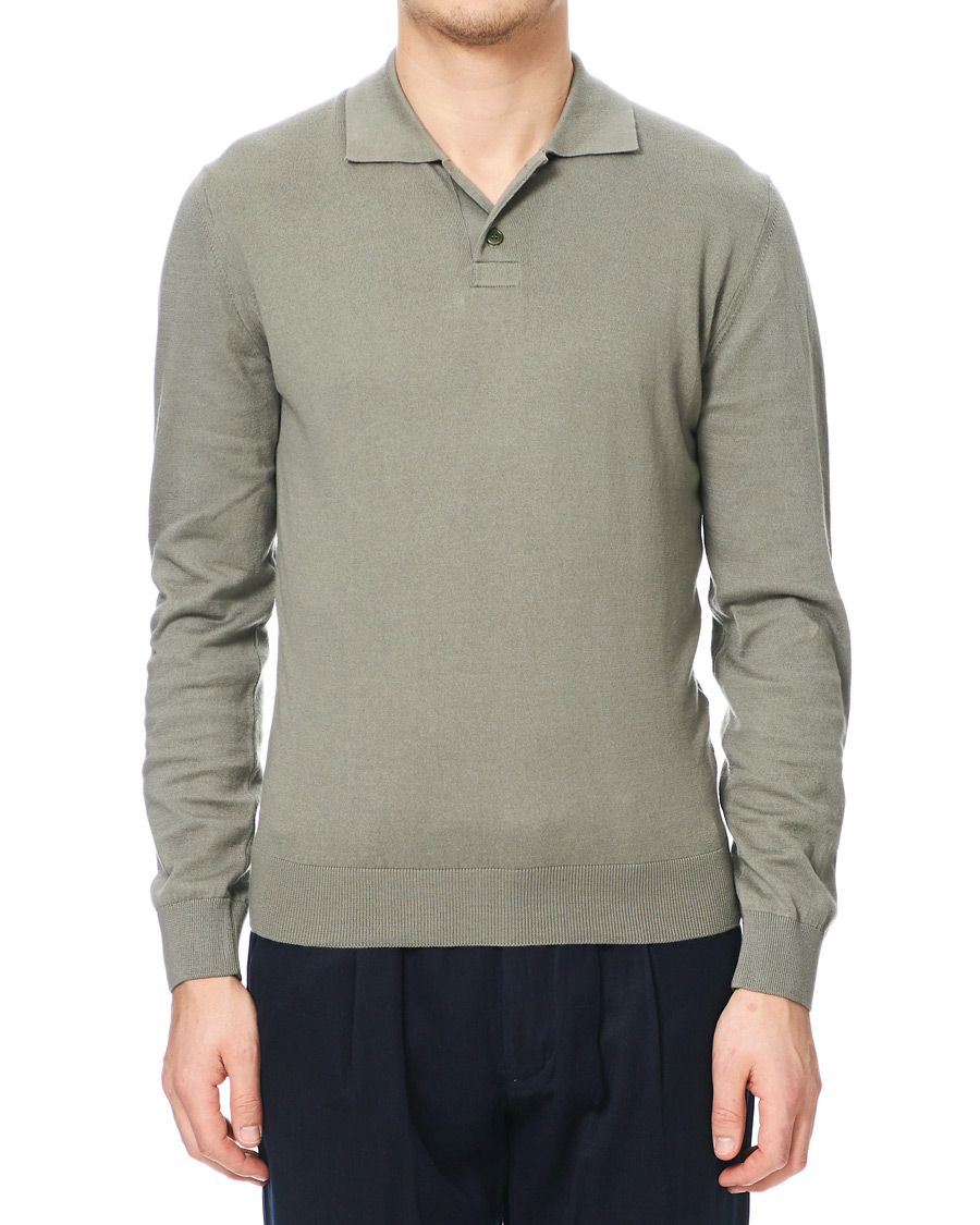 Herr | Tröjor | A.P.C. | Aymar Cotton Cashmere Knitted Polo Kaki Clair