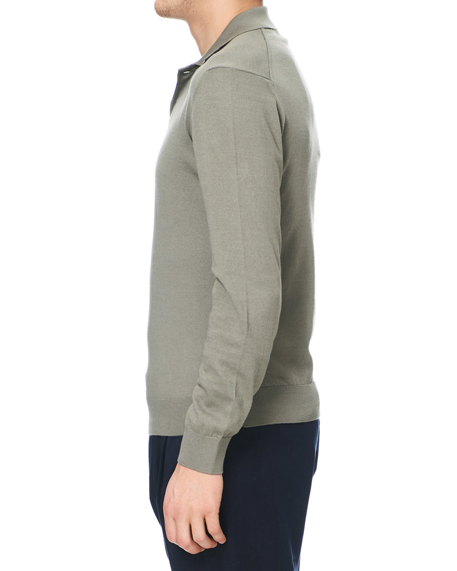 Herr | Tröjor | A.P.C. | Aymar Cotton Cashmere Knitted Polo Kaki Clair