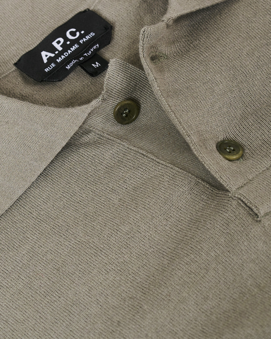 Herr | Tröjor | A.P.C. | Aymar Cotton Cashmere Knitted Polo Kaki Clair