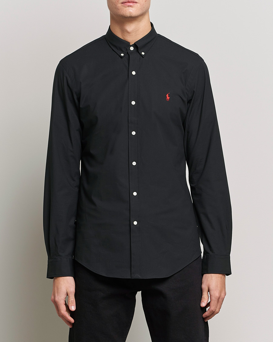 Herre |  | Polo Ralph Lauren | Slim Fit Shirt Poplin Polo Black