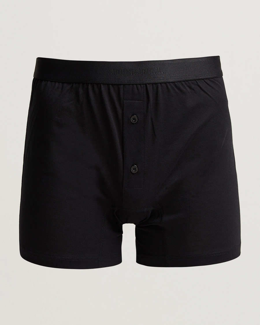 Herr | Underkläder | Sunspel | Superfine Two Button Cotton Black