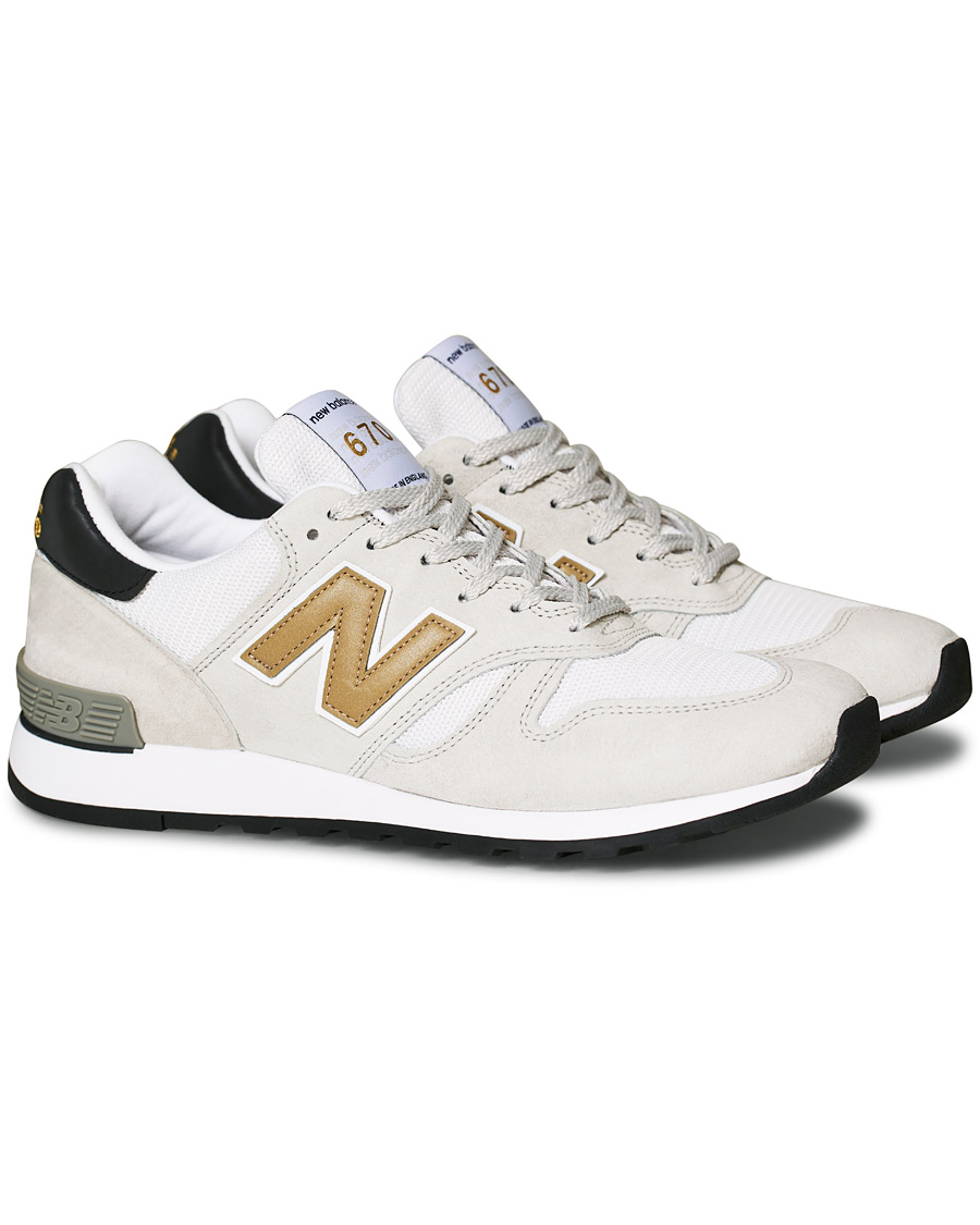 Herr | New Balance Made in England 670 Sneaker White/Gold | New Balance | Made in England 670 Sneaker White/Gold