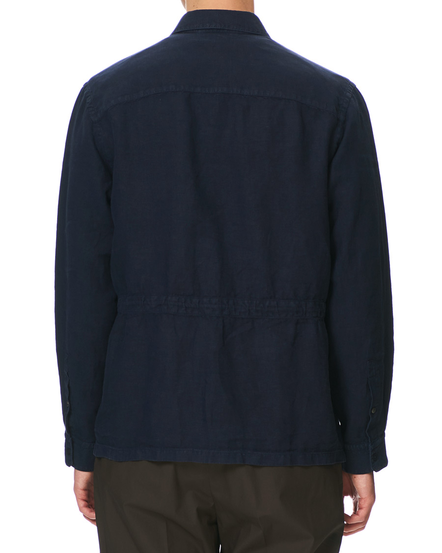 Herr | Jackor | Z Zegna | Sahariana Linen Overshirt Navy